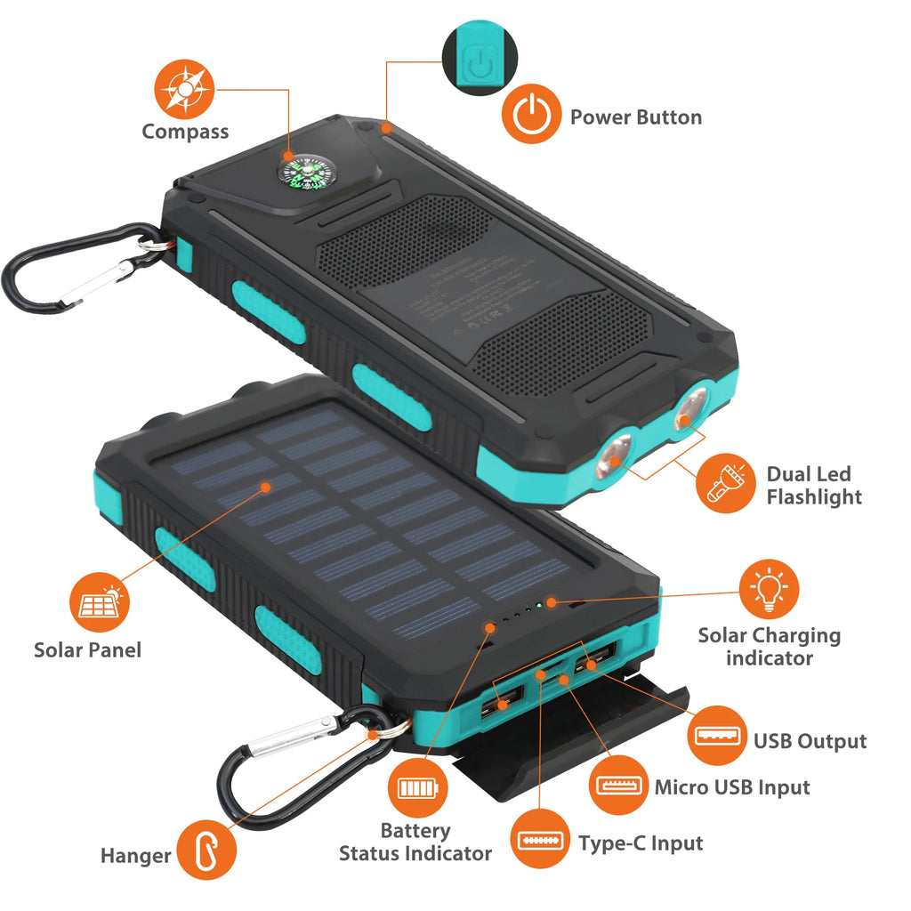 Cargador solar portátil de 20 000 mAh